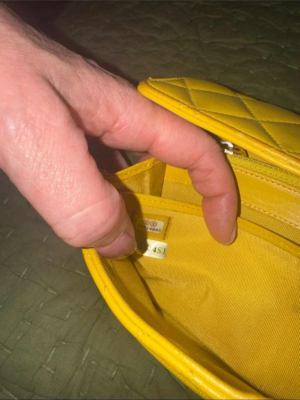CHANEL Yellow Quilted CC Flap Wallet